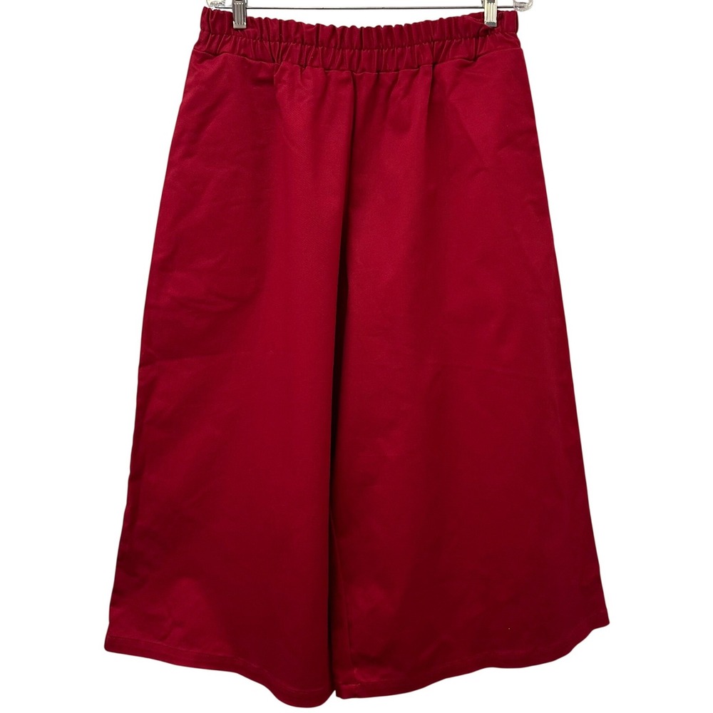 Taylor Jay Red Wide Leg Culotte Pants High Waist Elastic Cotton Twill Size M
